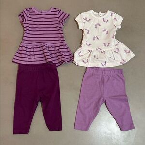 2 Outfit Sets baby 0-6 months new Purple & White Baby Outfit Sets